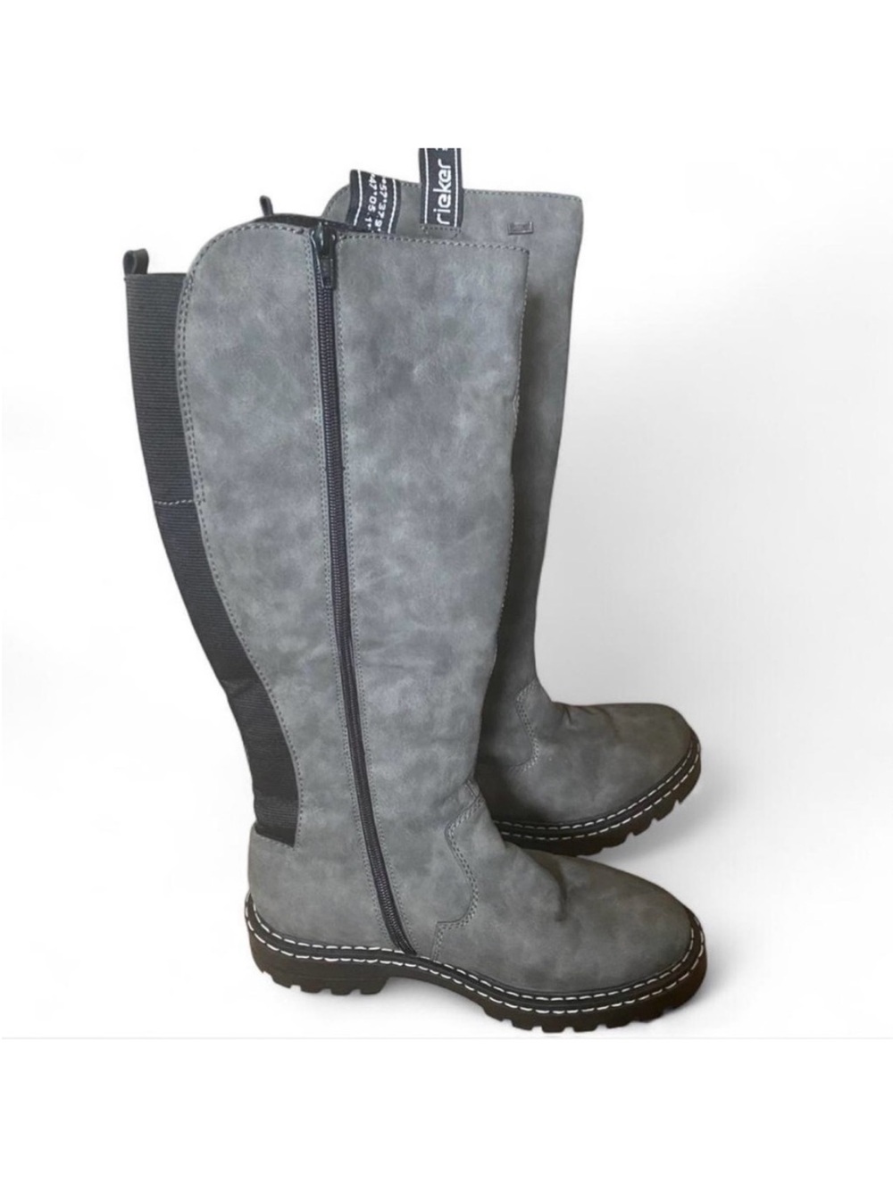 Rieker Gray Side-Zip Boots